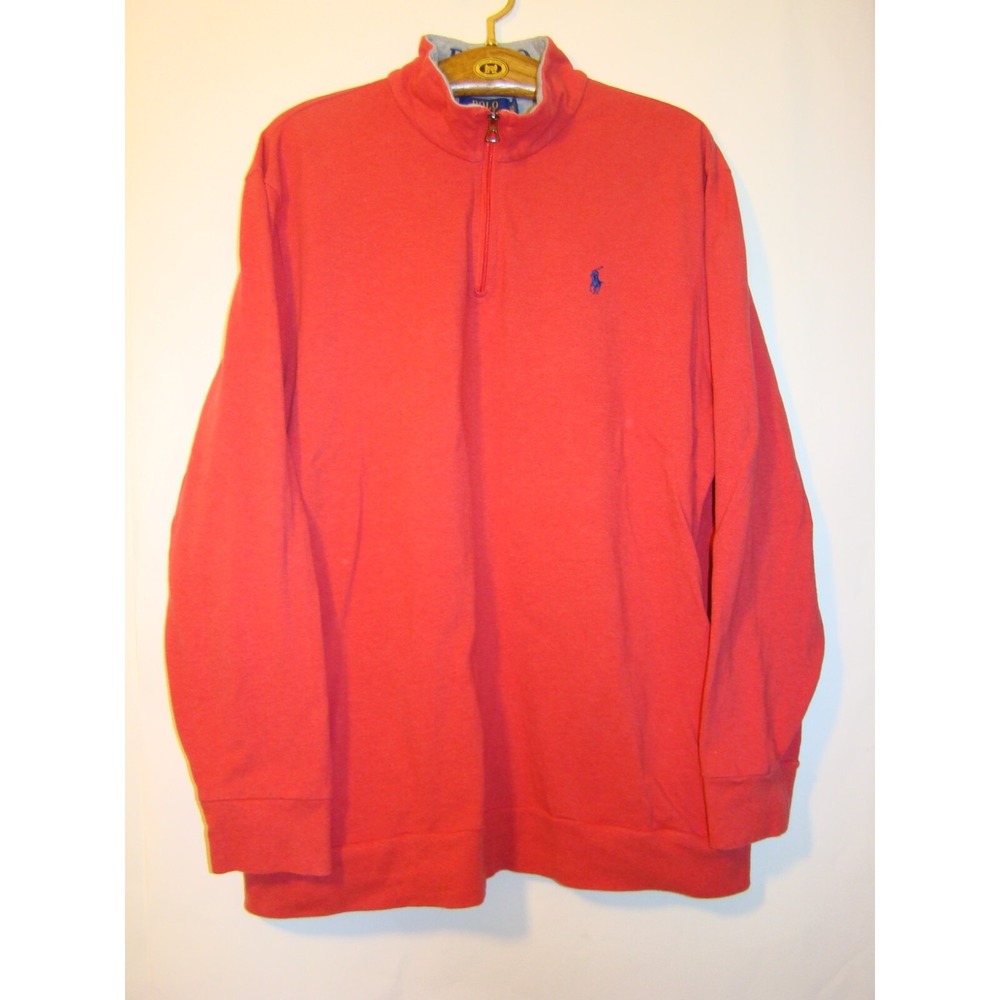 RALPH LAUREN POLO MENS RED QUARTER ZIP SWEATER SWEATSHIRT SIZE XXL   D121